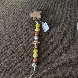 Monkey Beaded Pacifier Clip